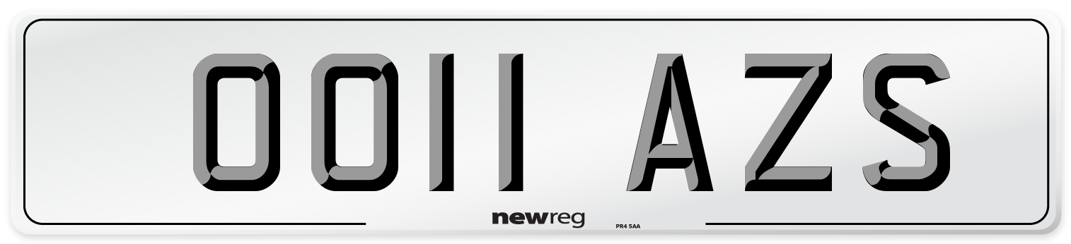 OO11 AZS Number Plate from New Reg